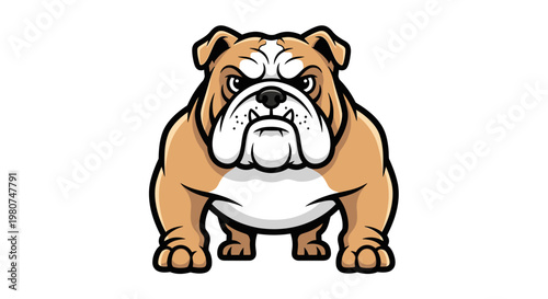 Cartoon bulldog standing isolated on white background