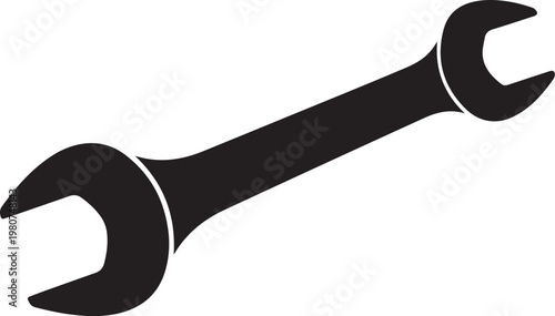 Black adjustable wrench on white background tool