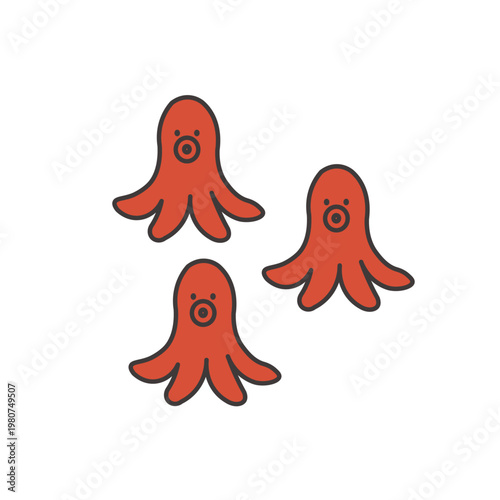 タコウィンナーのイラスト　食べ物
卵焼き　お弁当のおかずのイラスト　シンプル　素材　弁当素材　