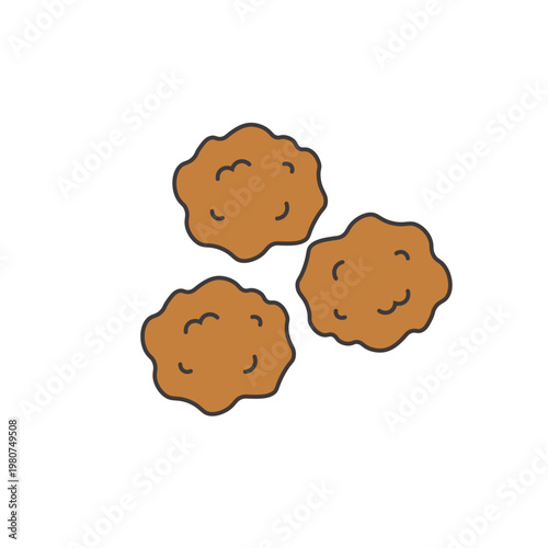 唐揚げのイラスト　食べ物
お弁当　おかずのイラスト　シンプル　素材　弁当素材　からあげ　