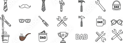 Happy father's day vector icon set illustrations for dad gifts and celebration designs
