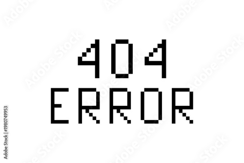 404 error message in pixelated black and white design.