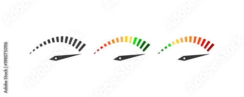 Colorful speedometer gauge icons representing different levels of performance.
