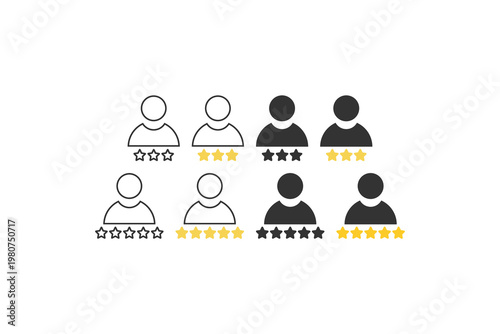 User review ratings: 3-star and 5-star feedback icons.