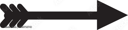 Black arrow pointing right with fletching right pointing