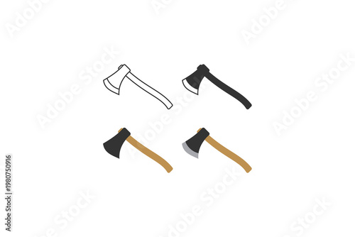 Set of four axe icons in different styles on white background.