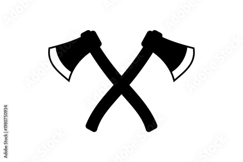 Silhouette of two crossed trumpets in black and white design.