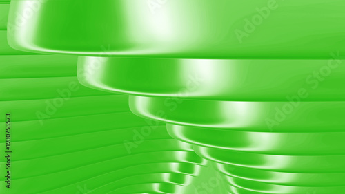 Green striped background, 3D lines design, abstract waves metal background,