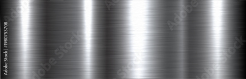 Brushed metal silver steel texture background, shiny lustrous chrome metallic pattern banner.