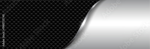 Silver black metallic banner with squares pattern.