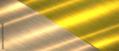 Gold brushed metal texture background, shiny lustrous chrome metallic pattern banner.
