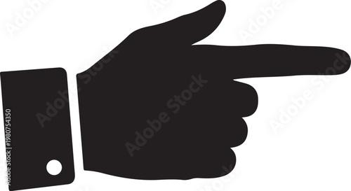 Black hand pointing right with cuff finger
