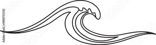 Black line of a crashing ocean wave sea wave surf