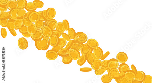 Golden Coins Falling Financial Wealth Concept Money Flow Abundance.