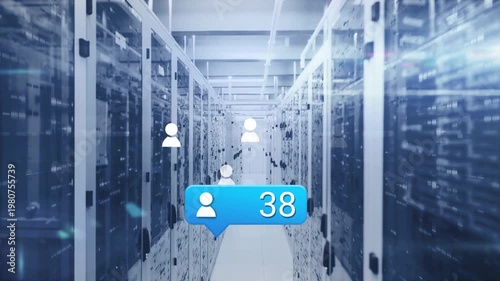 Blue count bubble updating as new connections spawning floating user icons showing rising activity