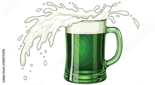 Green Beer Splash Mug - St. Patrick's Day Celebration.