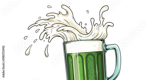 Green Beer Splash Mug - St. Patrick's Day Celebration.
