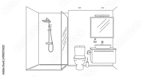 Bathroom Interior with Toilet Sink.