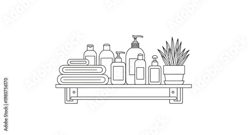 Bathroom products on a shelf.