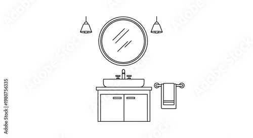 Bathroom sink with cabinet and mirror.