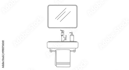 Bathroom sink with faucet and mirror.