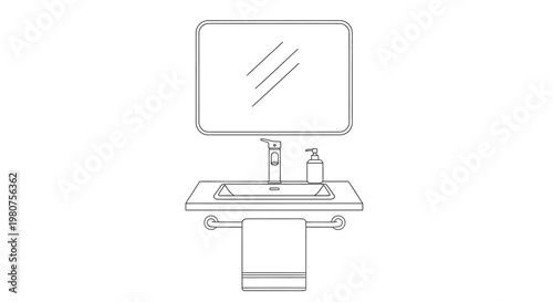 Bathroom sink with faucet and mirror.