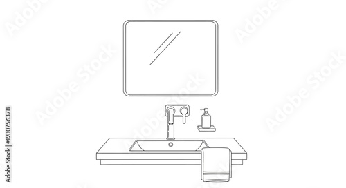 Bathroom sink with modern faucet.