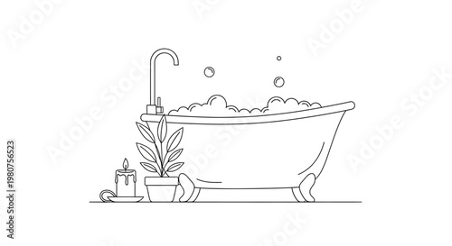 Bubble Bath in Freestanding Tub.