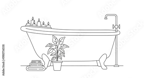 Clawfoot Bathtub with Faucet and Shower.