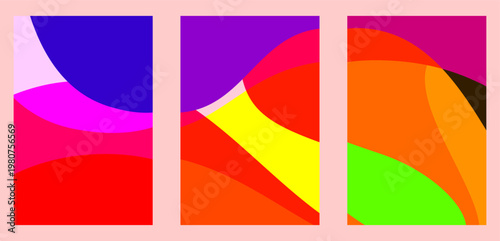 poster background set collection Colorful Wave Shapes modern and playpul design vector illustration