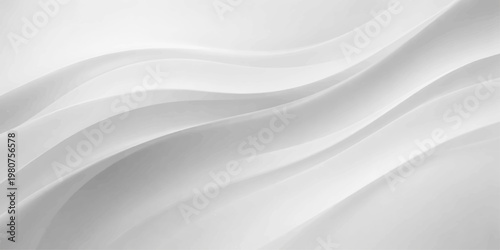 A luxury white silk and satin fabric background featuring smooth flowing waves and a soft liquid texture creates an elegant light cloth backdrop for artistic textile design