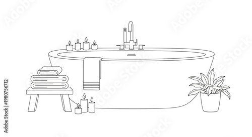 Large Round Bathtub with Faucet.