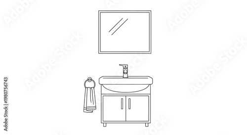 Modern bathroom sink and cabinet.