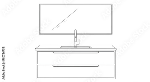Modern bathroom sink and cabinet.