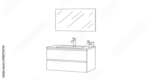 Modern bathroom sink and cabinet.
