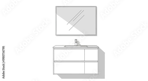 Modern bathroom sink and mirror.