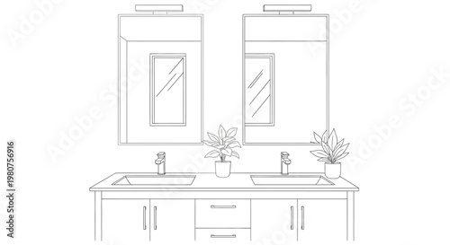 Modern Double Sink Bathroom Vanity Unit.