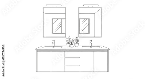 Modern Double Sink Bathroom Vanity Unit.