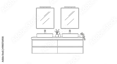 Modern Double Sink Bathroom Vanity Unit.