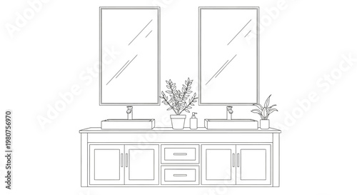 Modern Double Sink Bathroom Vanity Unit.