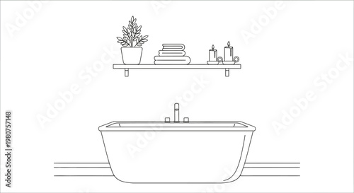 Modern freestanding bathtub with faucet.