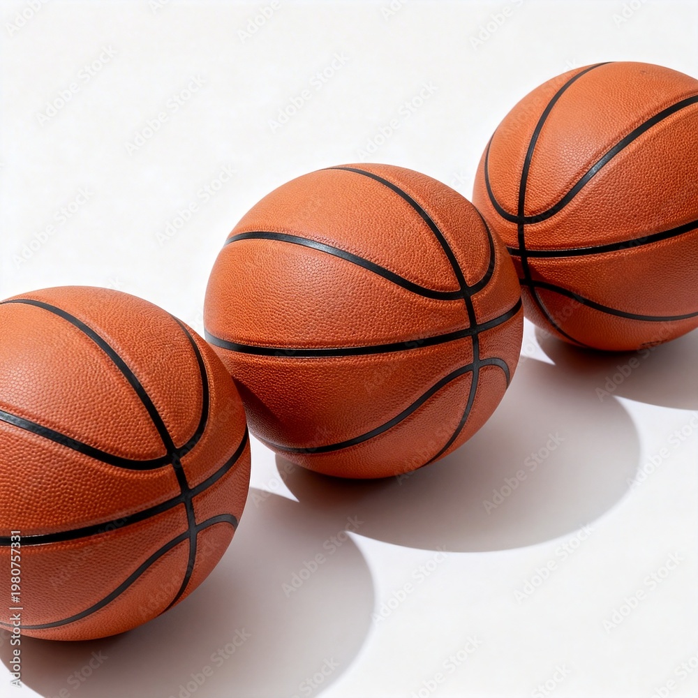 Fototapeta premium Three orange basketballs on white background