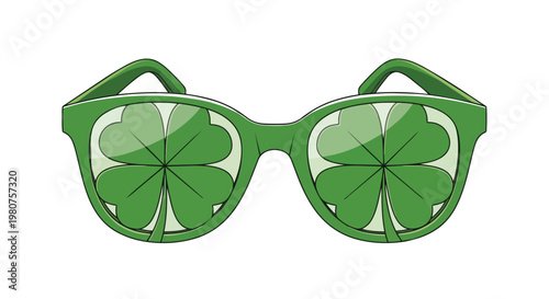 Green Sunglasses with Four Leaf Clovers St. Patrick's Day Fun.