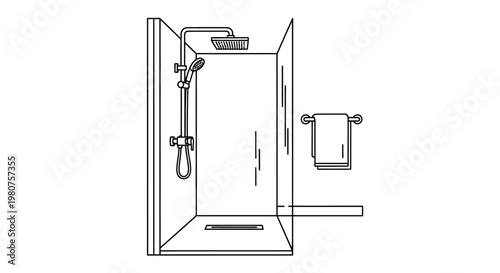 Modern shower cabin with accessories.