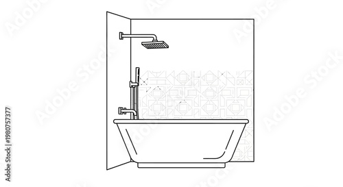 Modern freestanding bathtub with shower.