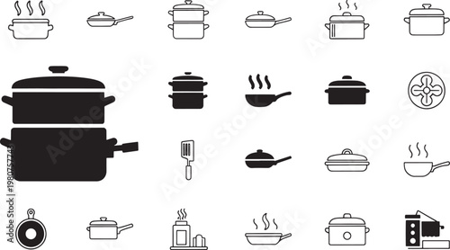 Black and white of various household and tools household tools kitchenware 1 utensils furniture