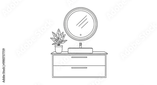 Simple Line Drawing of a Dresser.