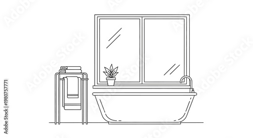 Simple line drawing of a bathtub.