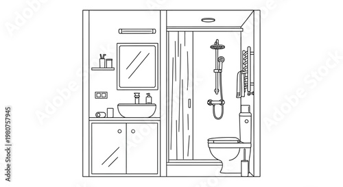 Toilet and sink bathroom interior.