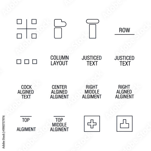 Grid and alignment guide icons for UI design and typography layouts.